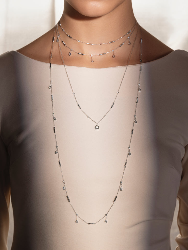 Twine Dangled Diamond Long Necklace