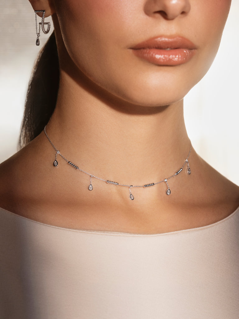 Twine Dangled Diamond Choker