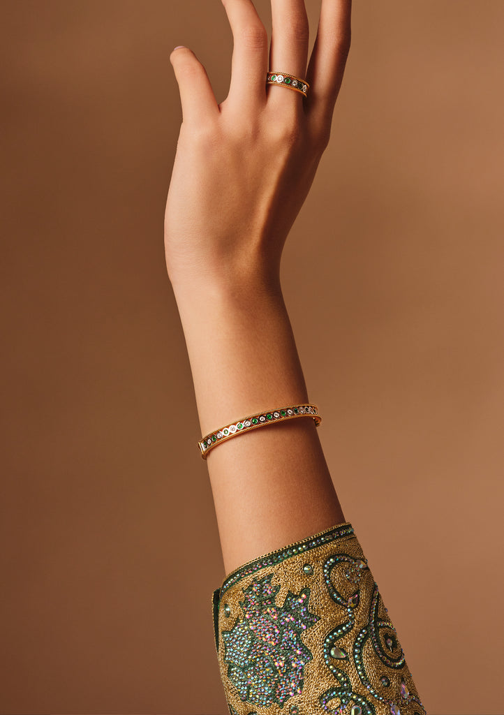 Adorned Emerald Bangle