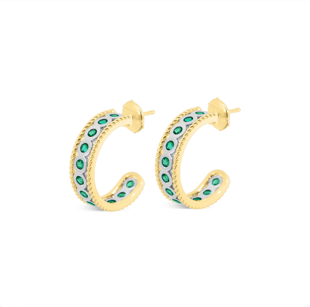 Adorned Emerald Hoop earrings