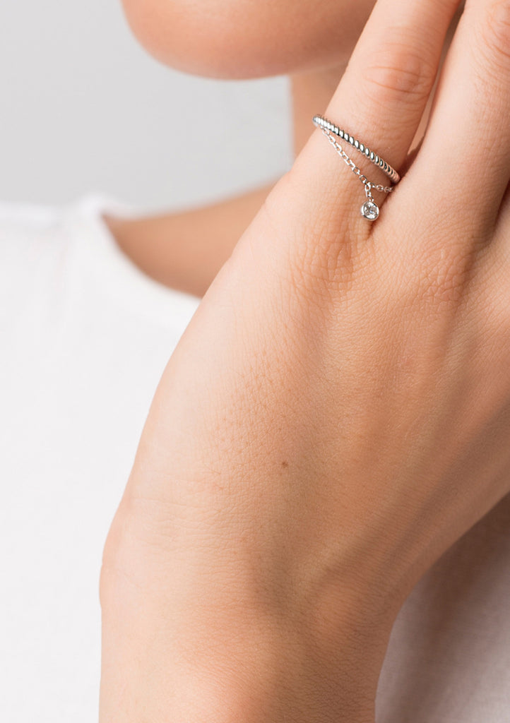 Entwined Dangled Diamond Ring