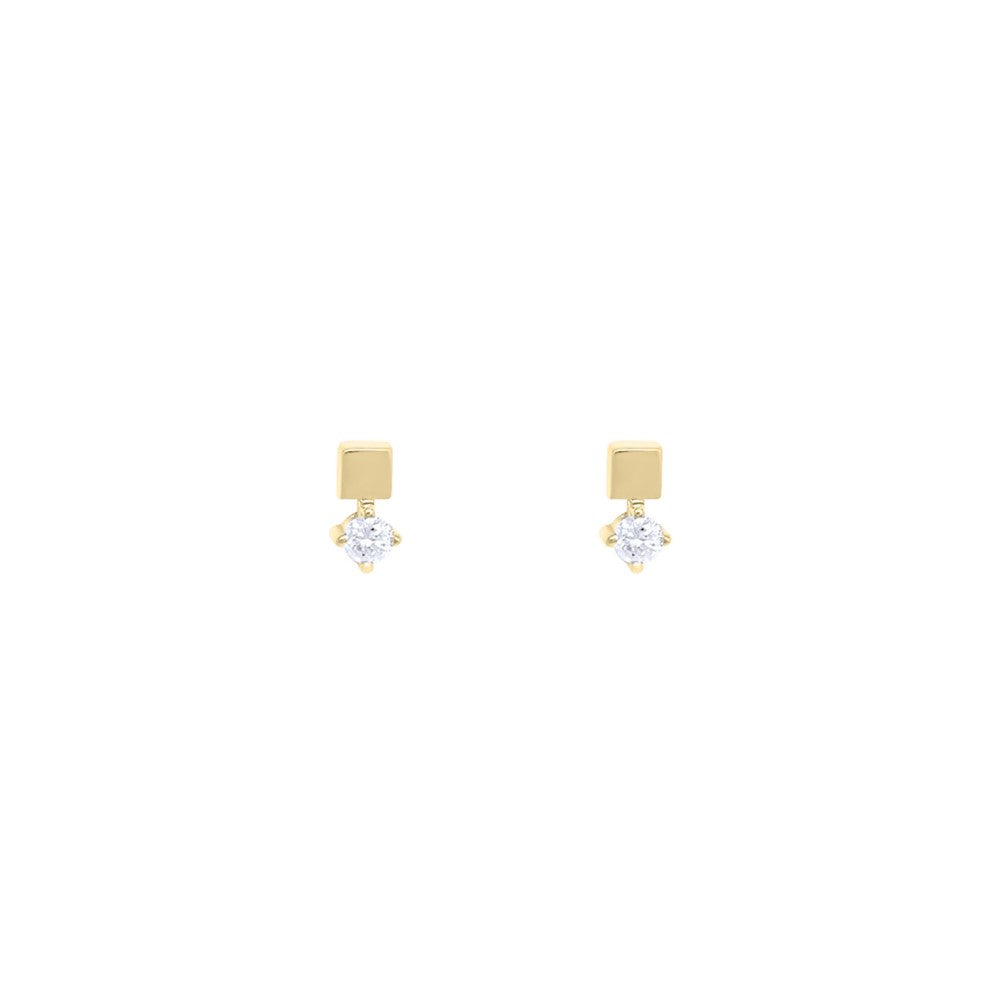 Mini Diamond Gold Bar Earring